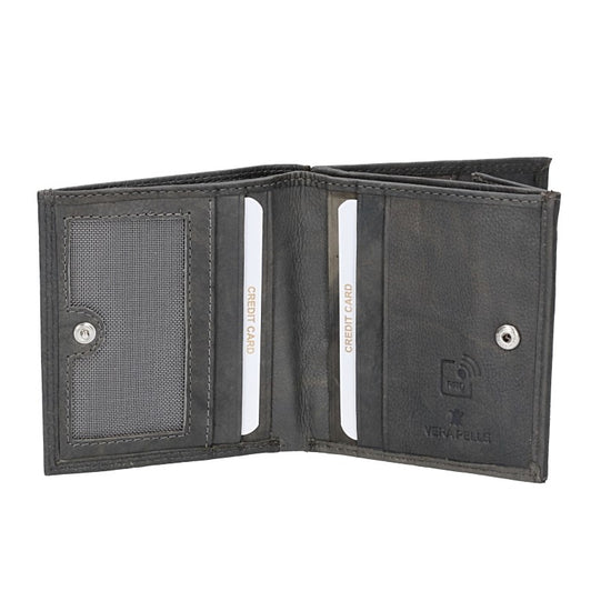 Geldbörse Wiener Schachtel in Grau aus Leder - leder-accessoires.com