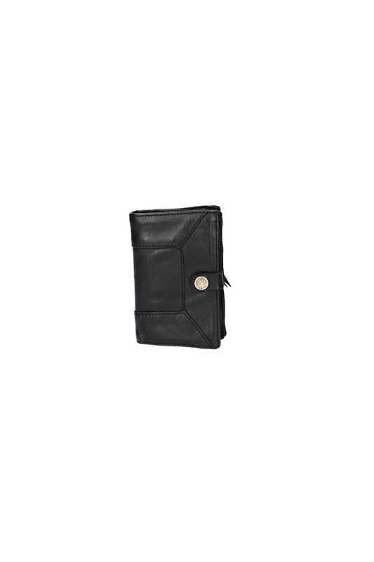 Lederbörse Hochformat in Schwarz mit Reißverschluss und Riegel - leder-accessoires.com