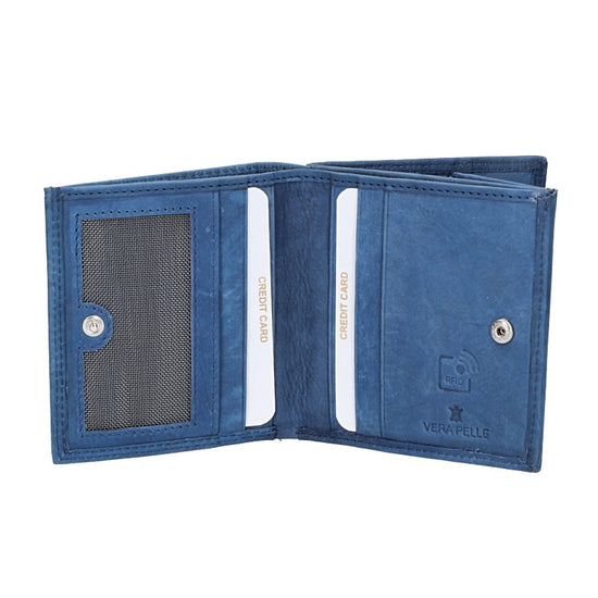 Geldbörse Wiener Schachtel in Blau|Navy aus Leder - leder-accessoires.com