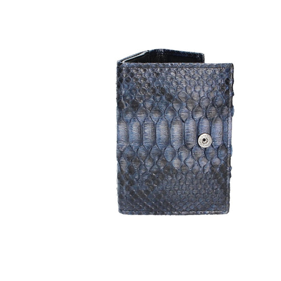 Damenbörse mit Überschlag in Blau aus echtem Schlangenleder - leder-accessoires.com