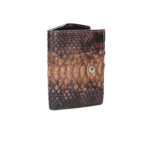 Damenbörse mit Überschlag in Hellbraun aus echtem Schlangenleder - leder-accessoires.com