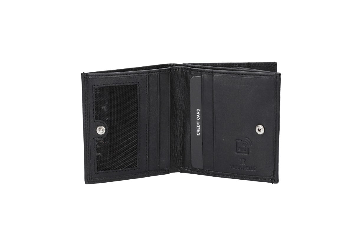 Geldbörse Wiener Schachtel in Schwarz aus Leder