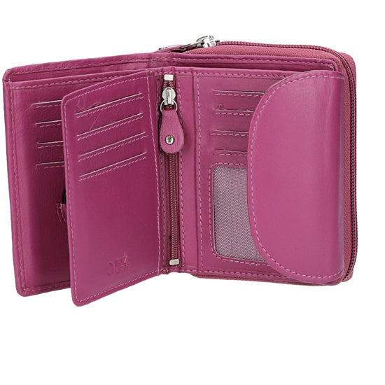 Damenbörse mit Reißverschluss in Beere aus Leder - leder-accessoires.com