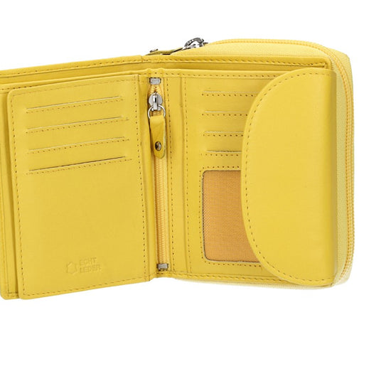 Damenbörse mit Reißverschluss in Gelb aus Leder - leder-accessoires.com