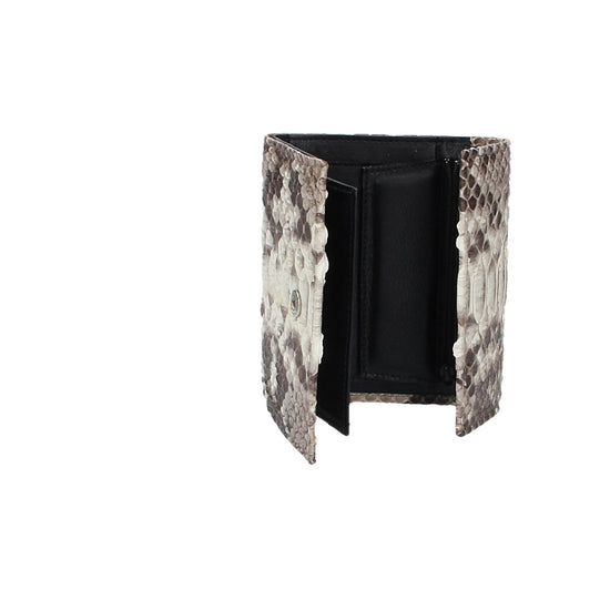 Damenbörse mit Überschlag in Weiß|Beige aus echtem Schlangenleder - leder-accessoires.com