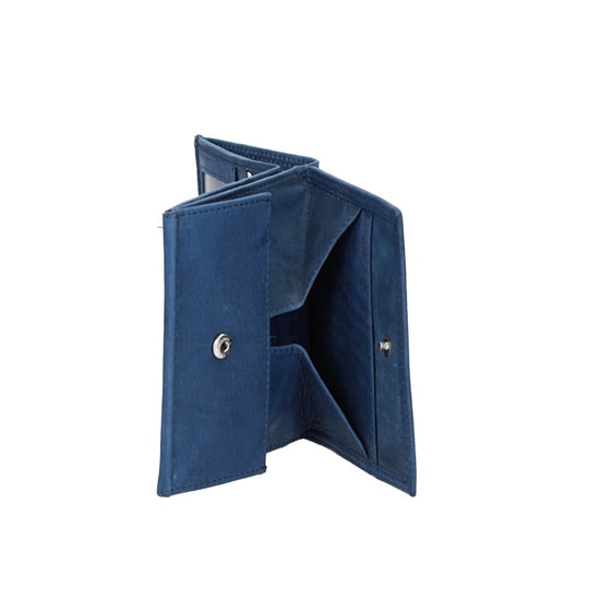 Geldbörse Wiener Schachtel in Blau|Navy aus Leder - leder-accessoires.com