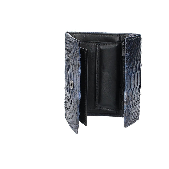 Damenbörse mit Überschlag in Blau aus echtem Schlangenleder - leder-accessoires.com