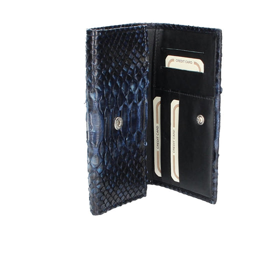 Langbörse mit Überschlag in Blau aus echtem Schlangenleder - leder-accessoires.com