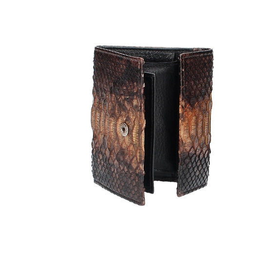 Damenbörse mit Überschlag in Hellbraun aus echtem Schlangenleder - leder-accessoires.com