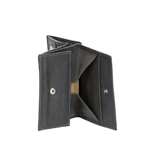 Geldbörse Wiener Schachtel in Grau aus Leder - leder-accessoires.com