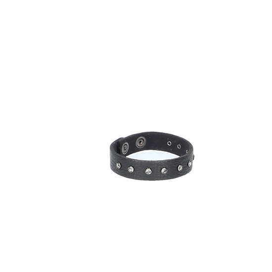 Armband mit Swarovski in Schwarz aus Leder - leder-accessoires.com