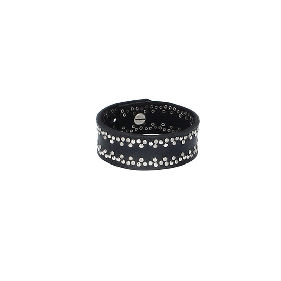Armband Schwarz mit Rundnieten aus Leder - leder-accessoires.com