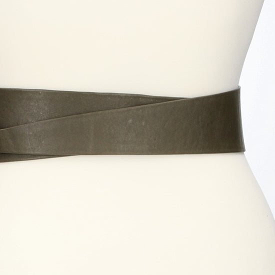 Taillen-| Bandgürtel 70mm Grün|Oliv zum binden - leder-accessoires.com
