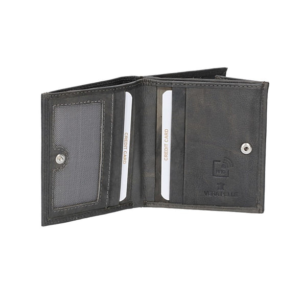 Geldbörse Wiener Schachtel in Grau aus Leder - leder-accessoires.com