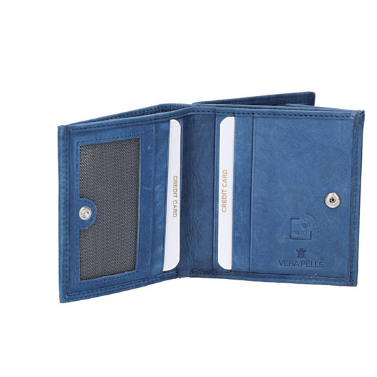 Geldbörse Wiener Schachtel in Blau|Navy aus Leder - leder-accessoires.com